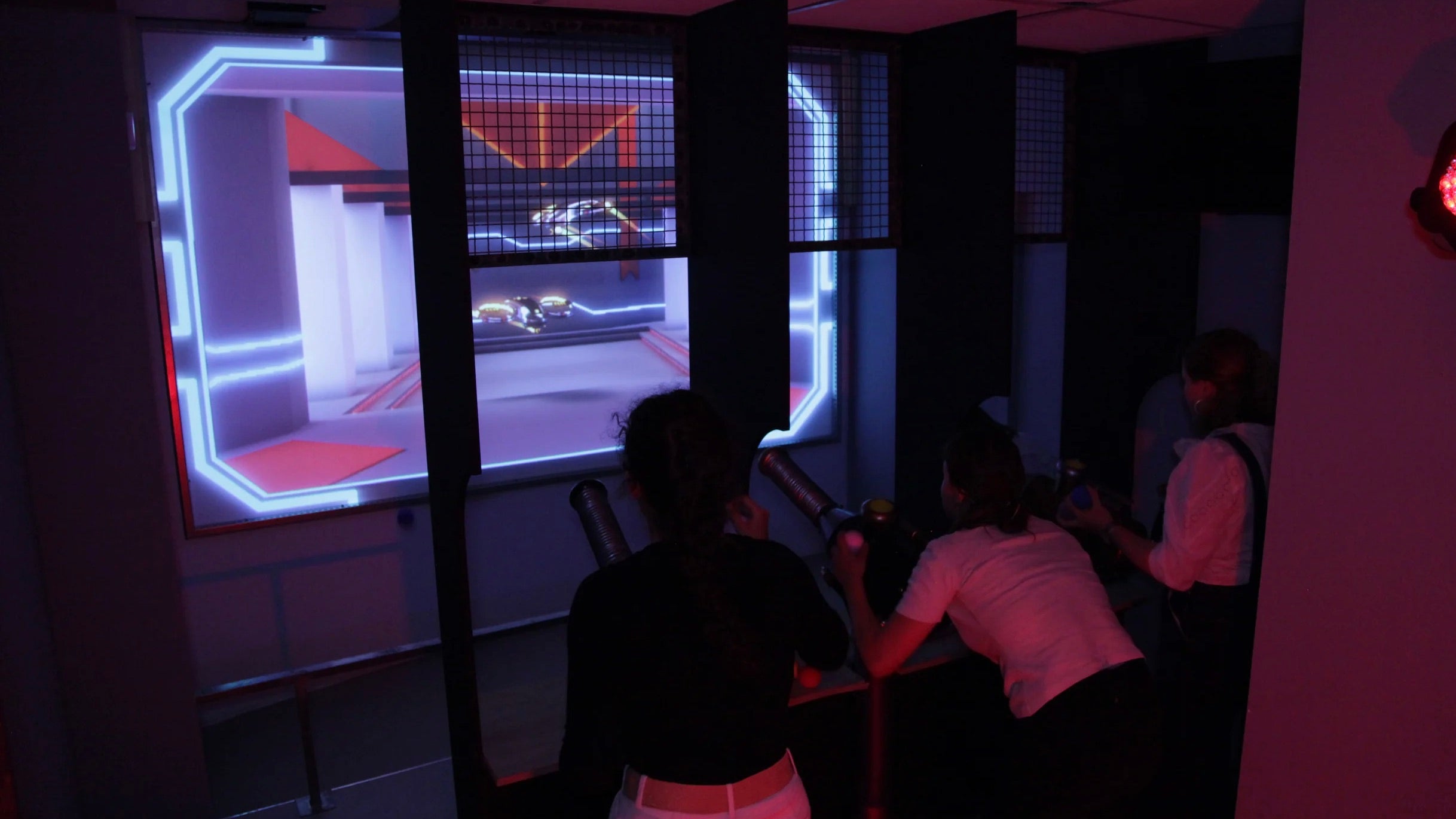 People playing a custom game on the MultiBall wall