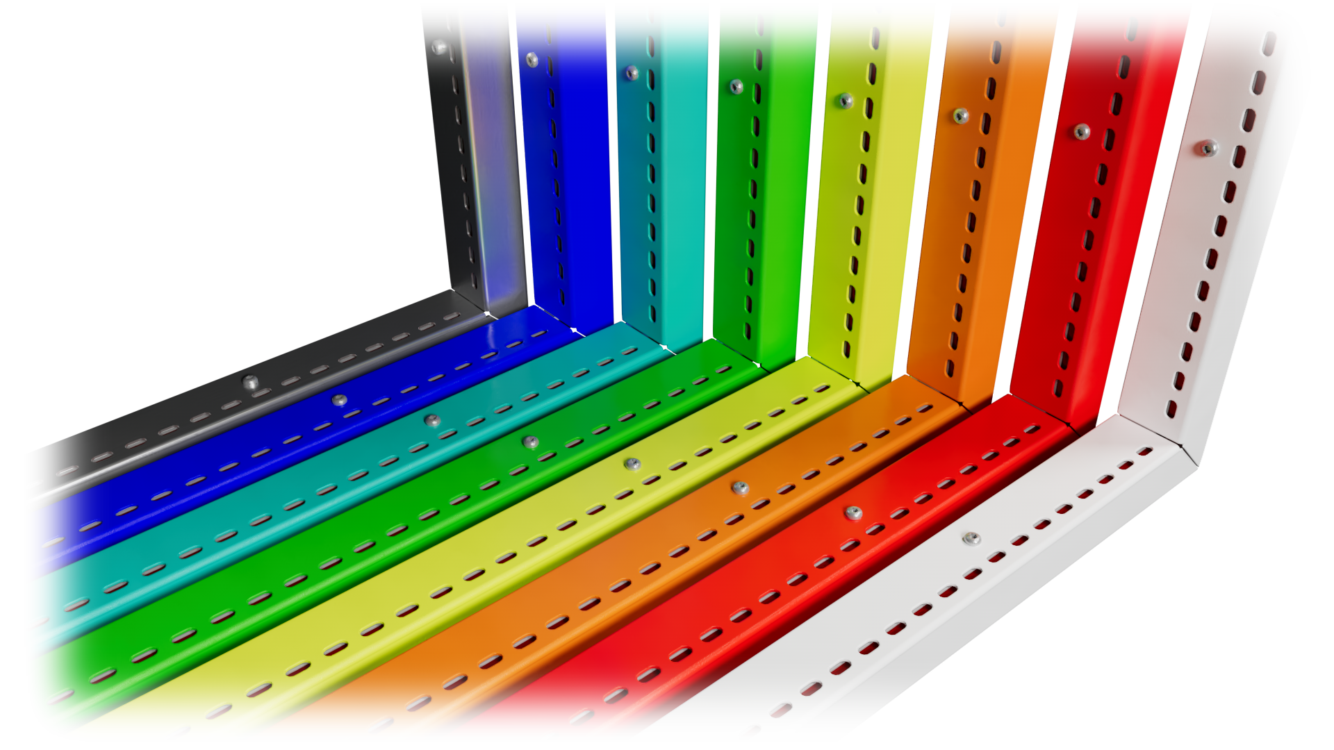 The frame of the MultiBall wall in different colors