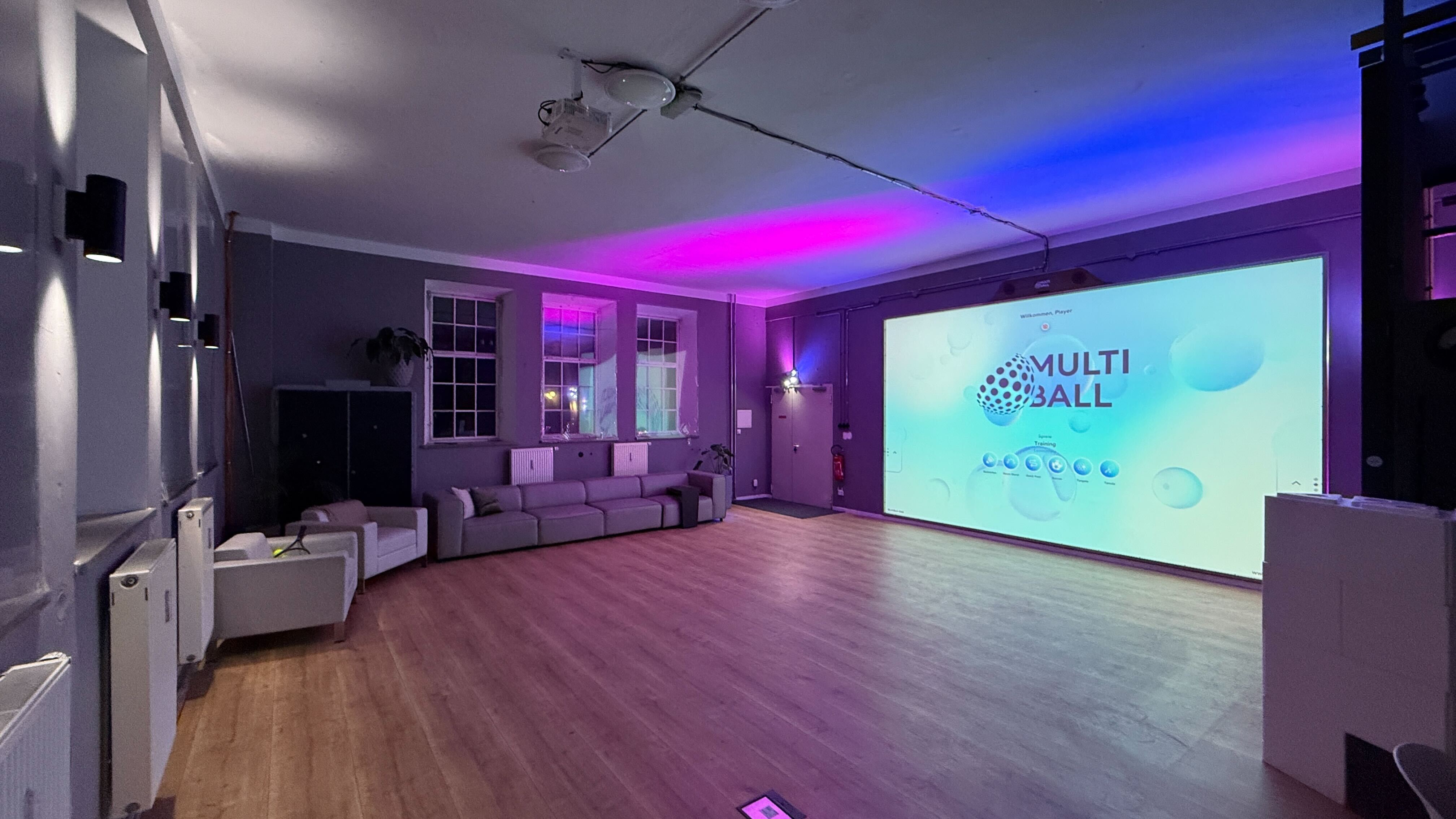 The MultiBall Pro wall displaying the games menu in the Pro Playroom