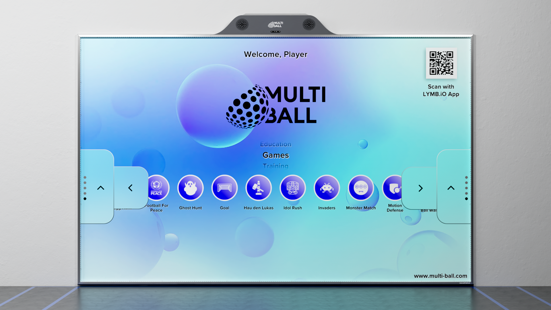 The MultiBall Pro installed on a white wall which is the biggest sized MultiBall
