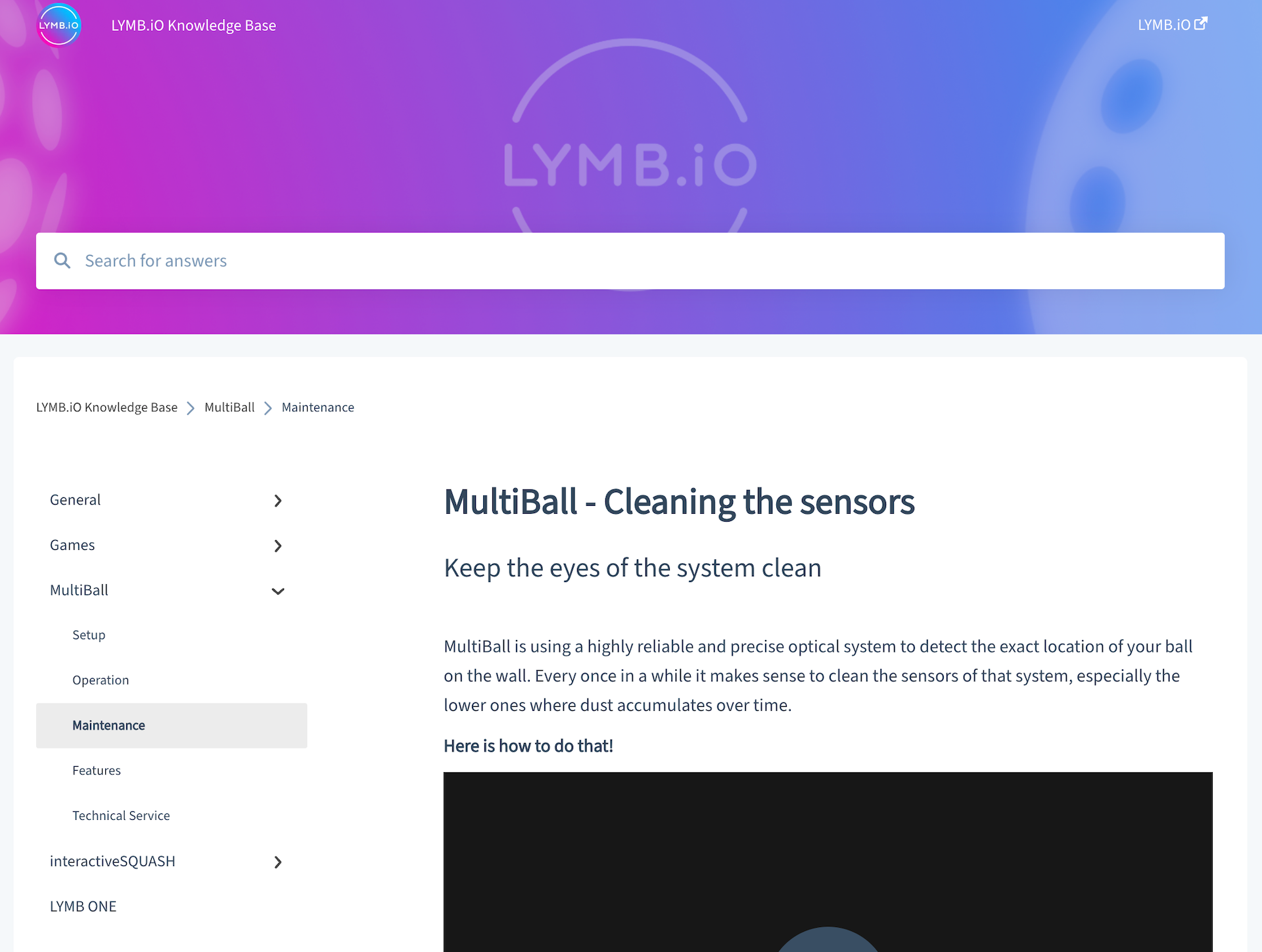 LYMB.iO Knowledge Base: MultiBall - Cleaning the sensors