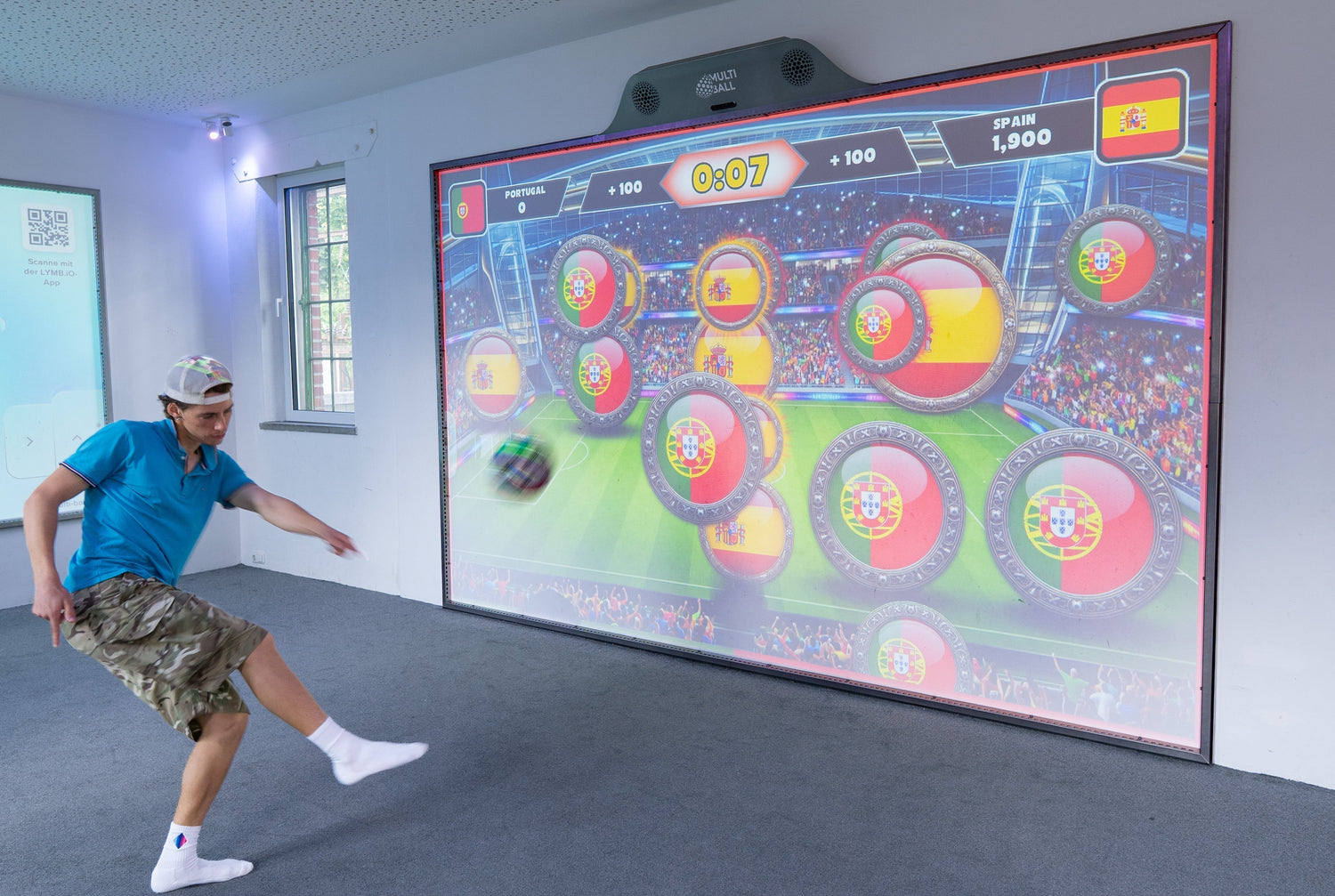 A soccer player playing the World Cup special edition of Knockout with the matchup Portugal vs. Spain