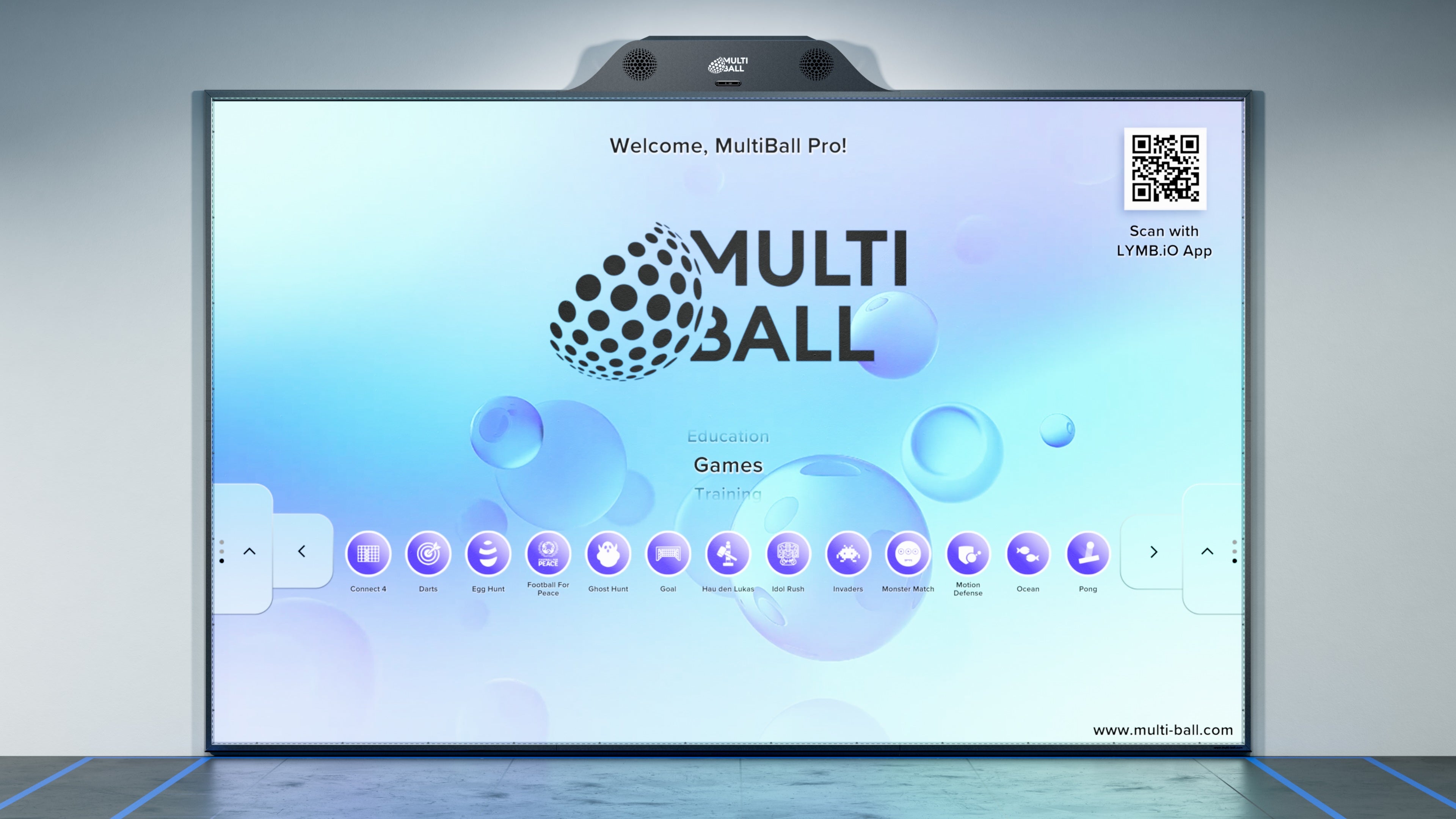 A picture of the interactive MultiBall Pro wall