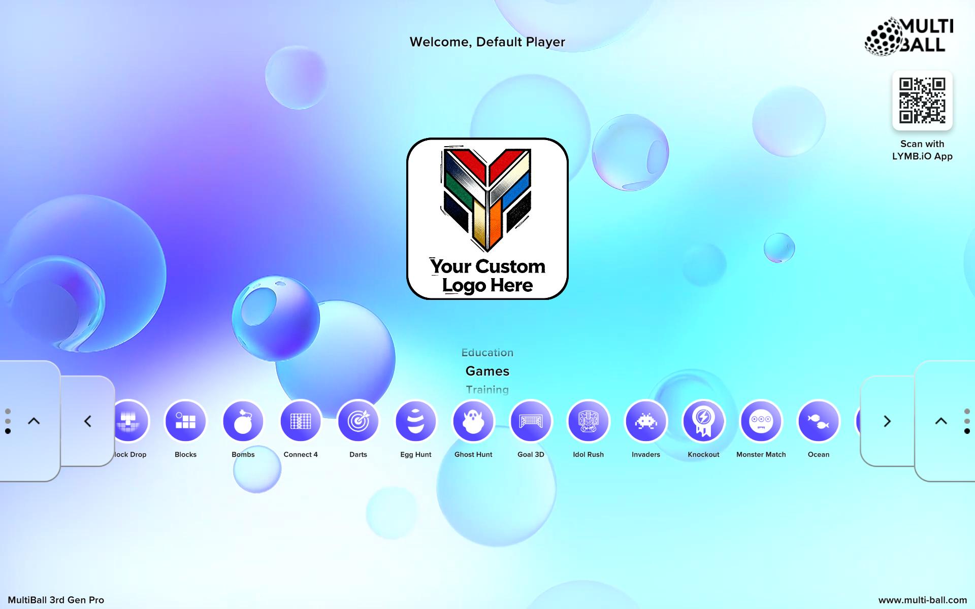 A screenshot of the MultiBall menu showing a custom logo