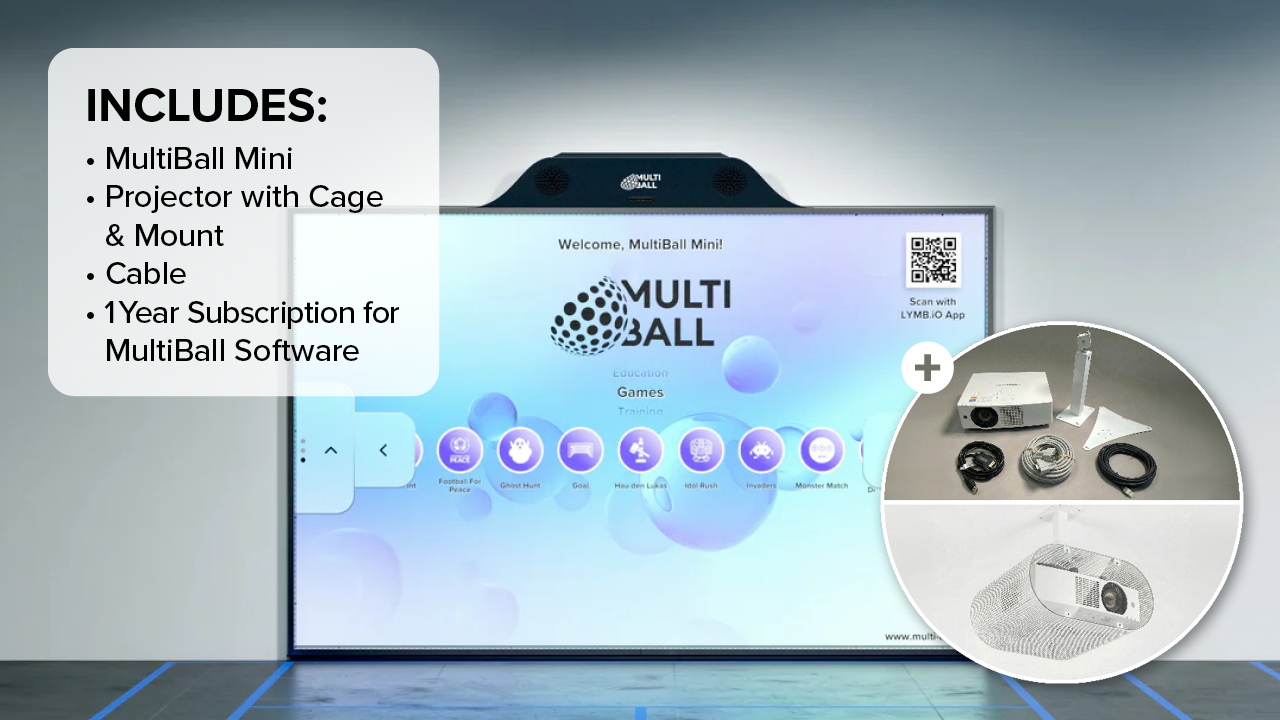 MultiBall Minimum Package with MultiBall Mini, projector package S, projector cage and one year MultiBall subscription