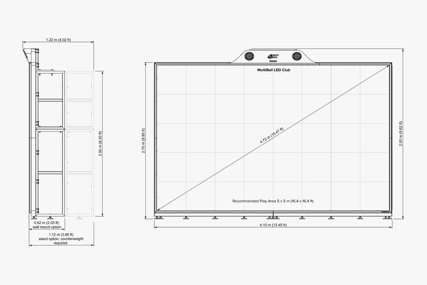 Measurements of MultiBall LED Club