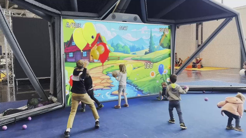 A video which shows people engaging in various sports activities with the interactive MultiBall system